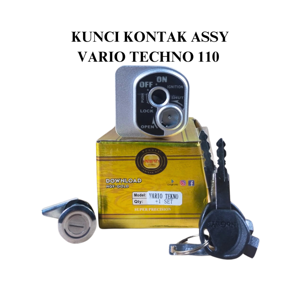 KUNCI KONTAK SET / KEY SET PLUS JOK MOTOR VARIO TECHNO 110 / VARIO KARBU NGY GOLD