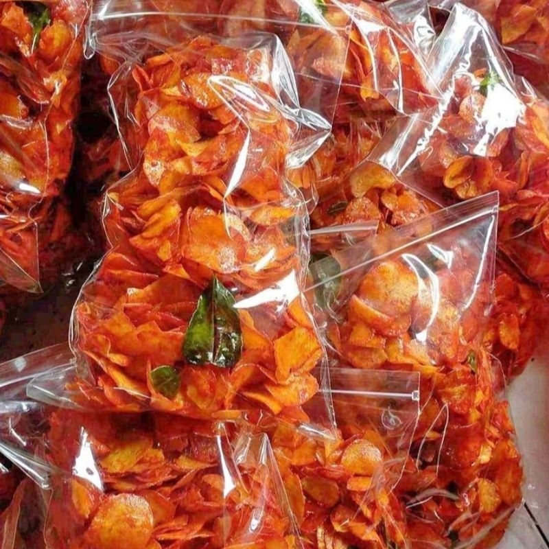 

RB KERIPIK SINGKONG PEDAS DAUN JERUK siPeDe 1KG KERIPIK SANJAY BALADO RUJAK PEDAS MANIS VIRAL