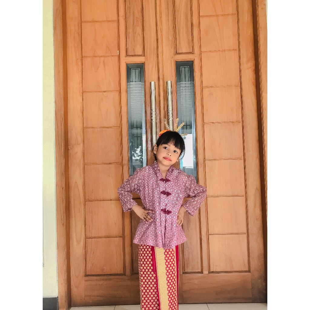 Kebaya Anak Kartini Tradisional - Magenta dan Merah Bata