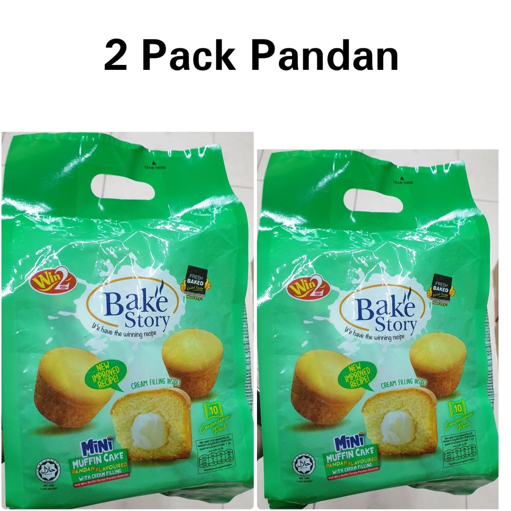 

PAKET 2 PACK WIN WIN WIN2 BAKE STORY MINI MUFFIN CAKE ORIGINAL / PANDAN