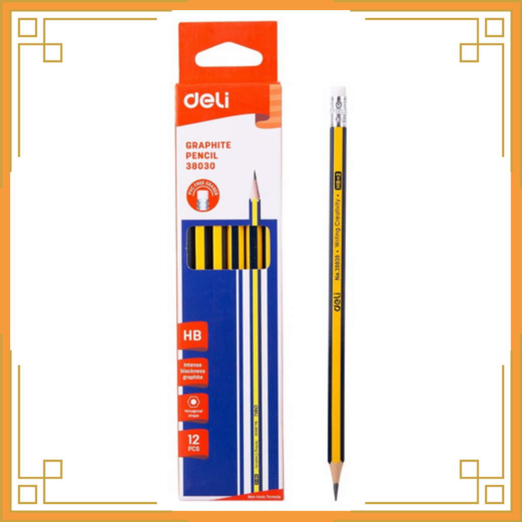 

DELI Pensil HB Graphite pnc free eraser 38030 (12pcs)