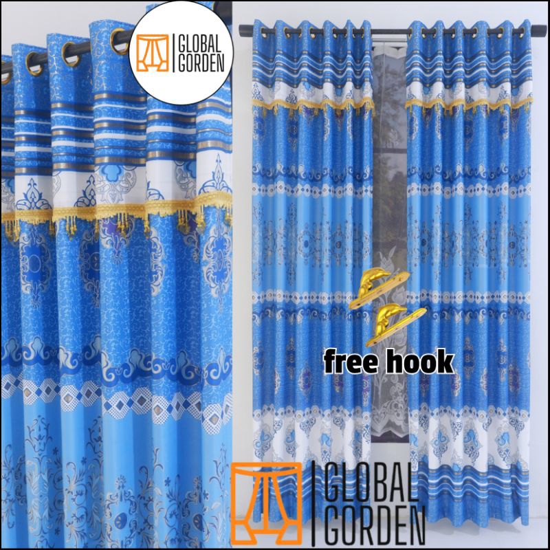 Gorden poni tempel mewah aesthetic pintu jendela kamar tidur panjang 230cm