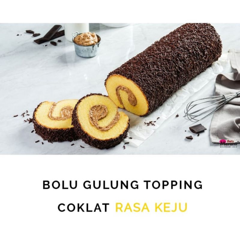 

BOLU GULUNG MERANTI TOPING COKLAT RASA KEJU