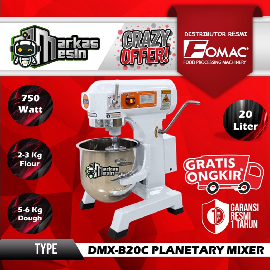 Planetary Dough Mixer 20 Liter FOMAC DMX-B20C Mesin Pengaduk Adonan