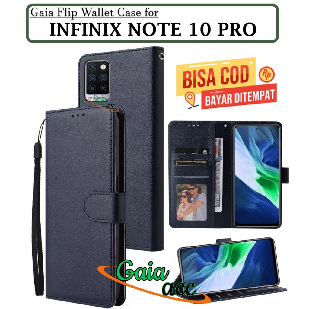 CASE HP INFINIX NOTE 10 PRO LEATHER FLIP COVER WALLET STANDING DOMPET CASING