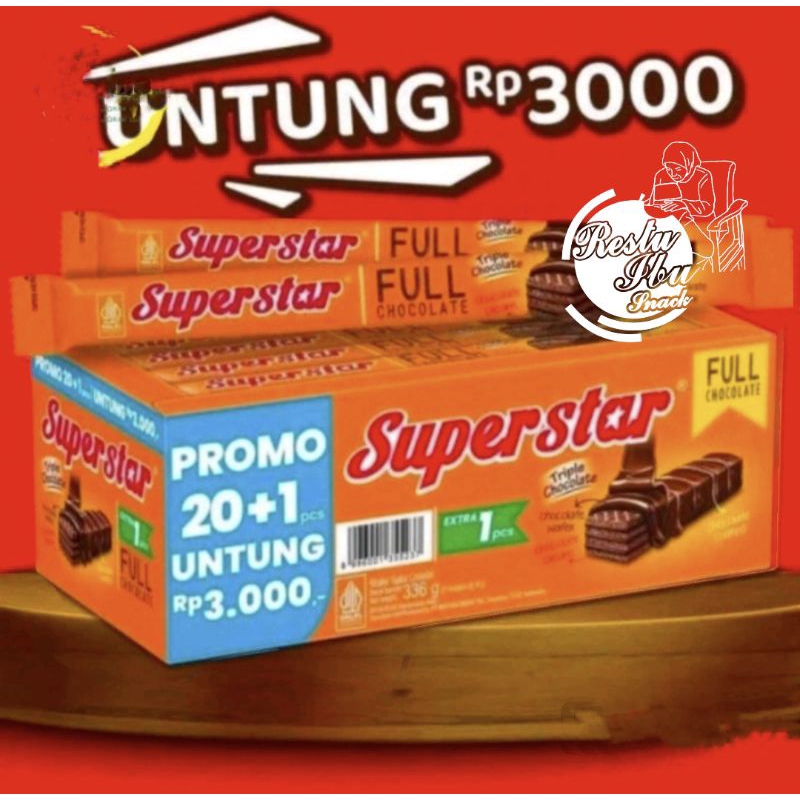 

Superstar wafer triple chocolate | box isi 20 pcs | kemasan baru