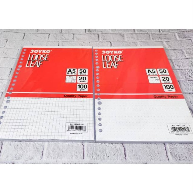 

PAKET MEWAH Loose leaf A5 Grid Dot POLOS Joyko 1 gram KERTAS FILE