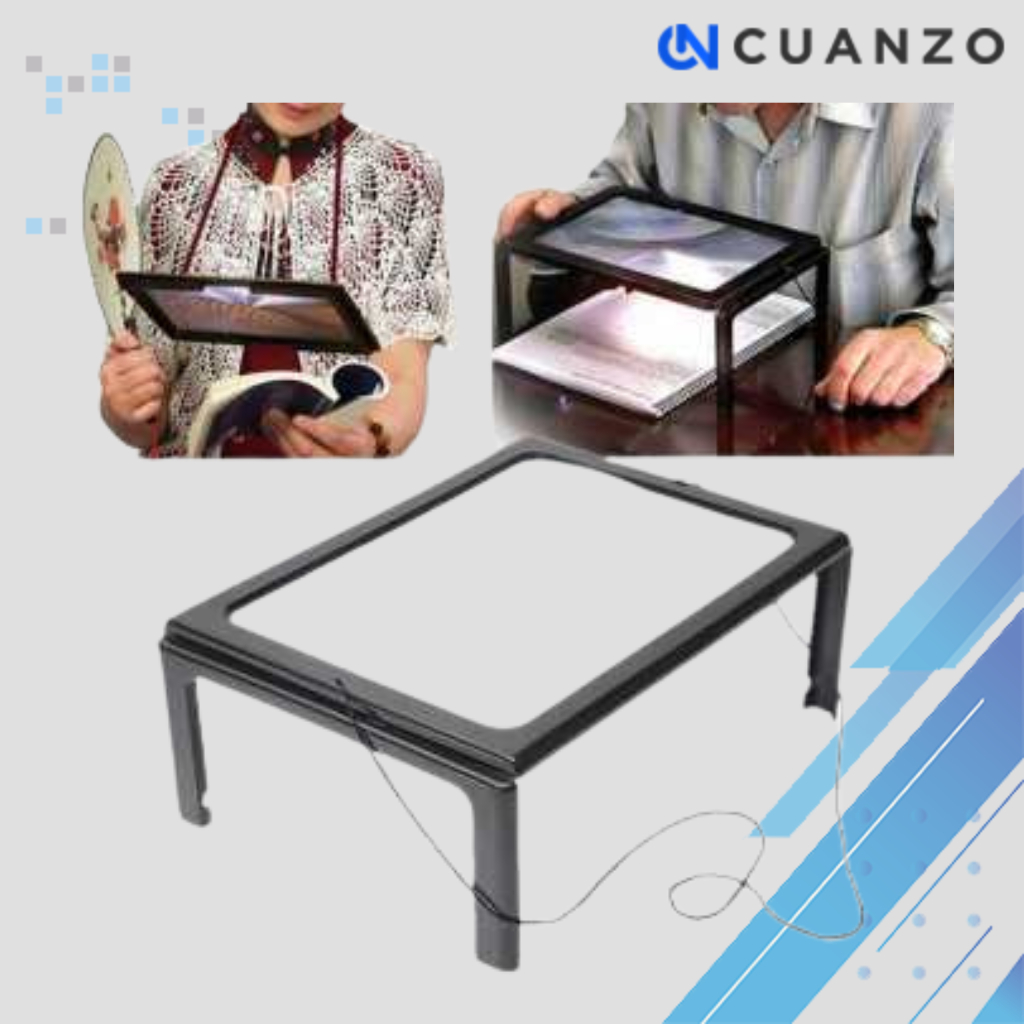 Kaca Pembesar Bentuk Meja untuk Baca Magnifier with 4 LED 3X  / Kaca Pembesar Objek Kerja Servis Ser