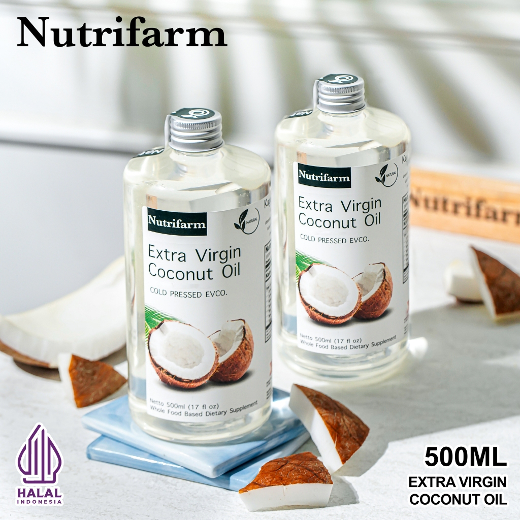 

EXTRA VIRGIN COCONUT OIL 500ML ORGANIK PREMIUM QUALITY NUTRIFARM / MINYAK KELAPA MURNI / VIRGIN COCONUT OIL COLD PRESSED