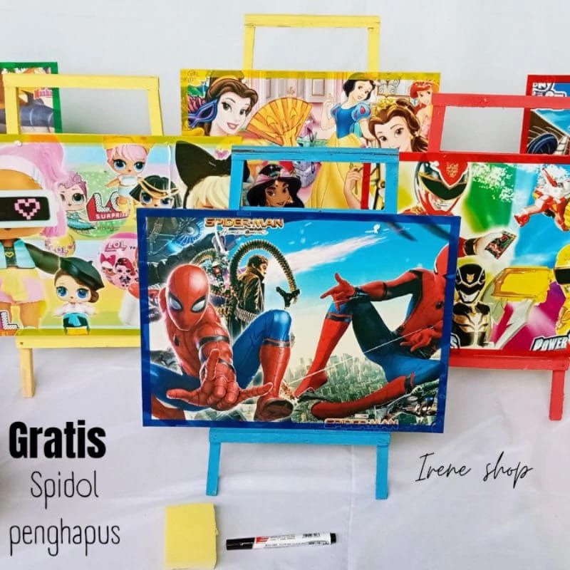 

Papan tulis karakter anak dengan penyangga spidol dan penghapus white board karakter