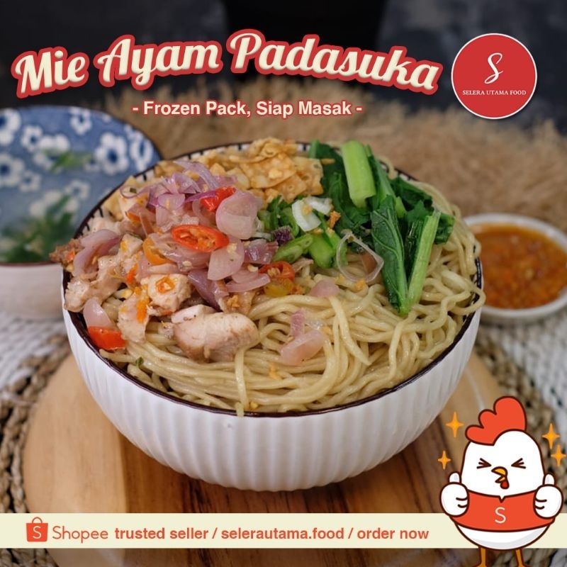 

Mie Ayam Padasuka, Tanpa Air Abu, Frozen Pack Siap Masak