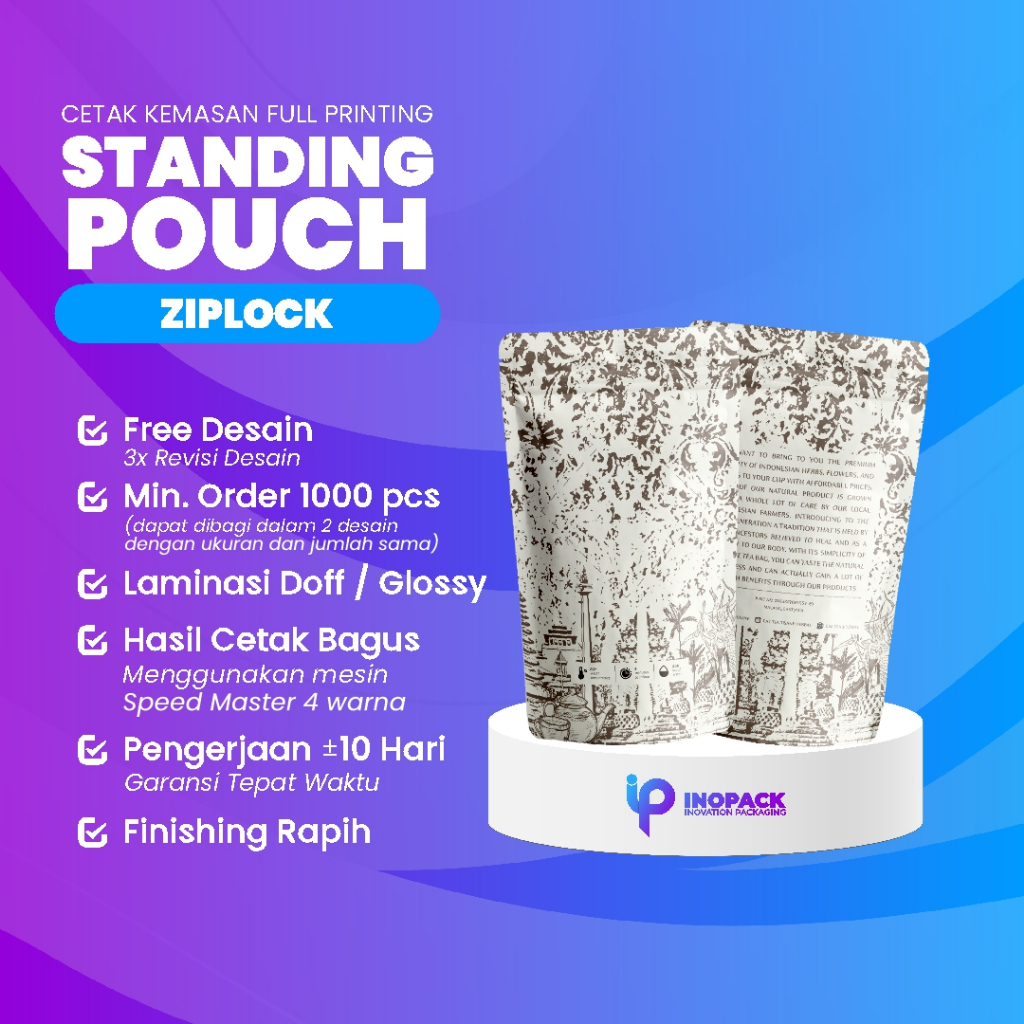 KEMASAN STANDING POUCH FULL PRINT ZIPLOCK