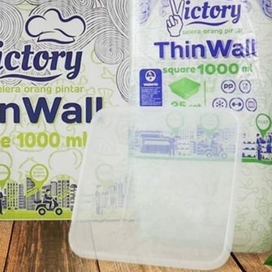 Thinwall Square 1000 ml | VICTORY | Tepak Makan Kotak Plastik