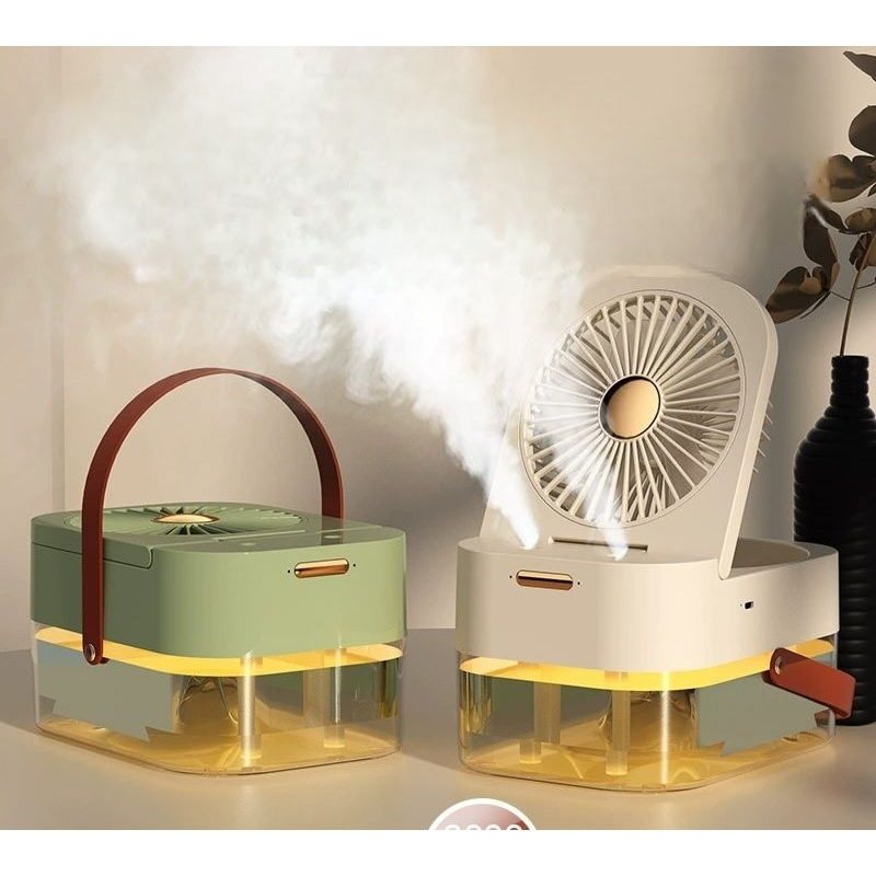 Kipas angin Ac DUAL SPRAY lubang ganda | Kipas model ac Mini Air cooler Fan Portable remote Ruangan 