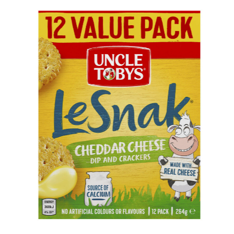 

Uncle Tobys Le Snak Dip & Crackers Cheddar Cheese Value Pack | 264g