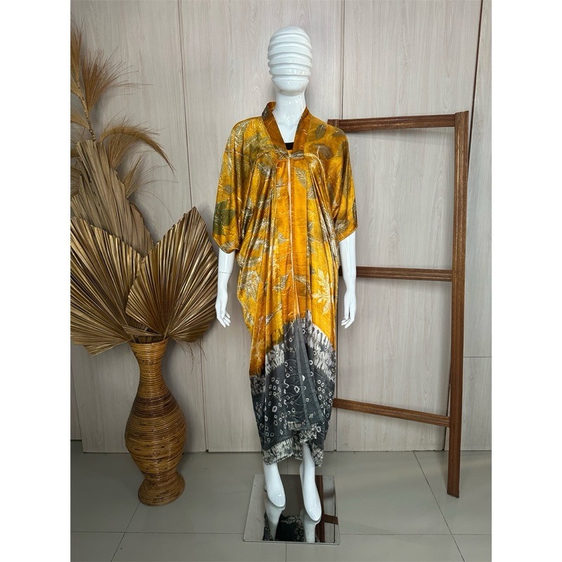 Kaftan jumputan eco print | baju siap pakai jumputan eco print