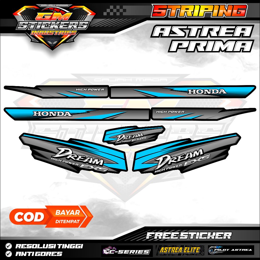 STRIPING STIKER VARIASI HONDA ASTREA PRIMA STAR EX5 DREAM K5