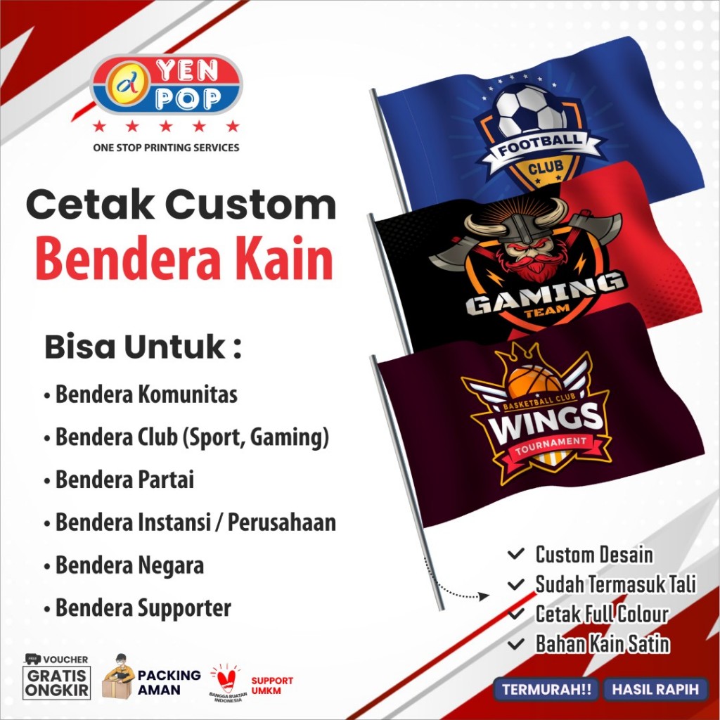 Bendera Kain Custom I Bendera Komunitas I Custom Bendera Kain I Cetak Custom Bendera Kain MURAH
