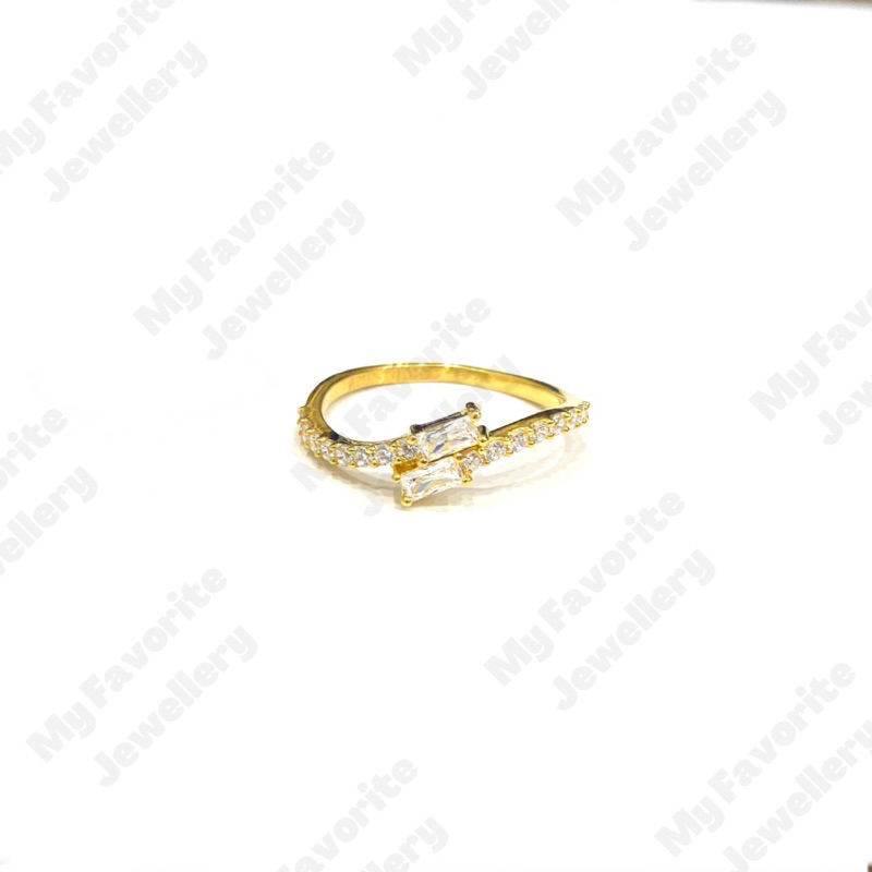 Cincin Silang Variasi Uk15.5 Emas Asli Kadar 875