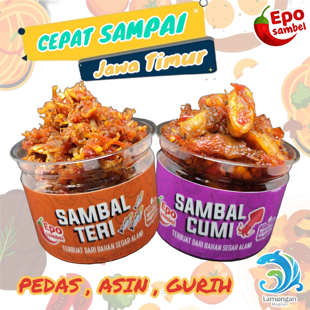 

sambel sambal pedas asin gurih murah promo baby cumi teri, khas jawa timur, lebih cepat sampai