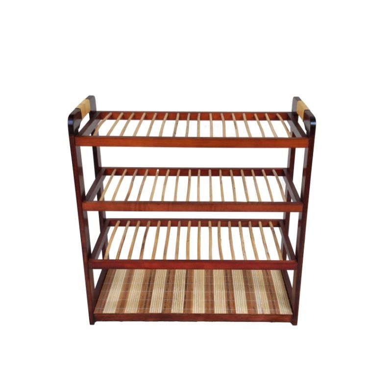 Rak Sandal/Sepatu (Kayu & Rotan). Rak sepatu kayu. Rak sandal kayu. Rak sepatu rotan.