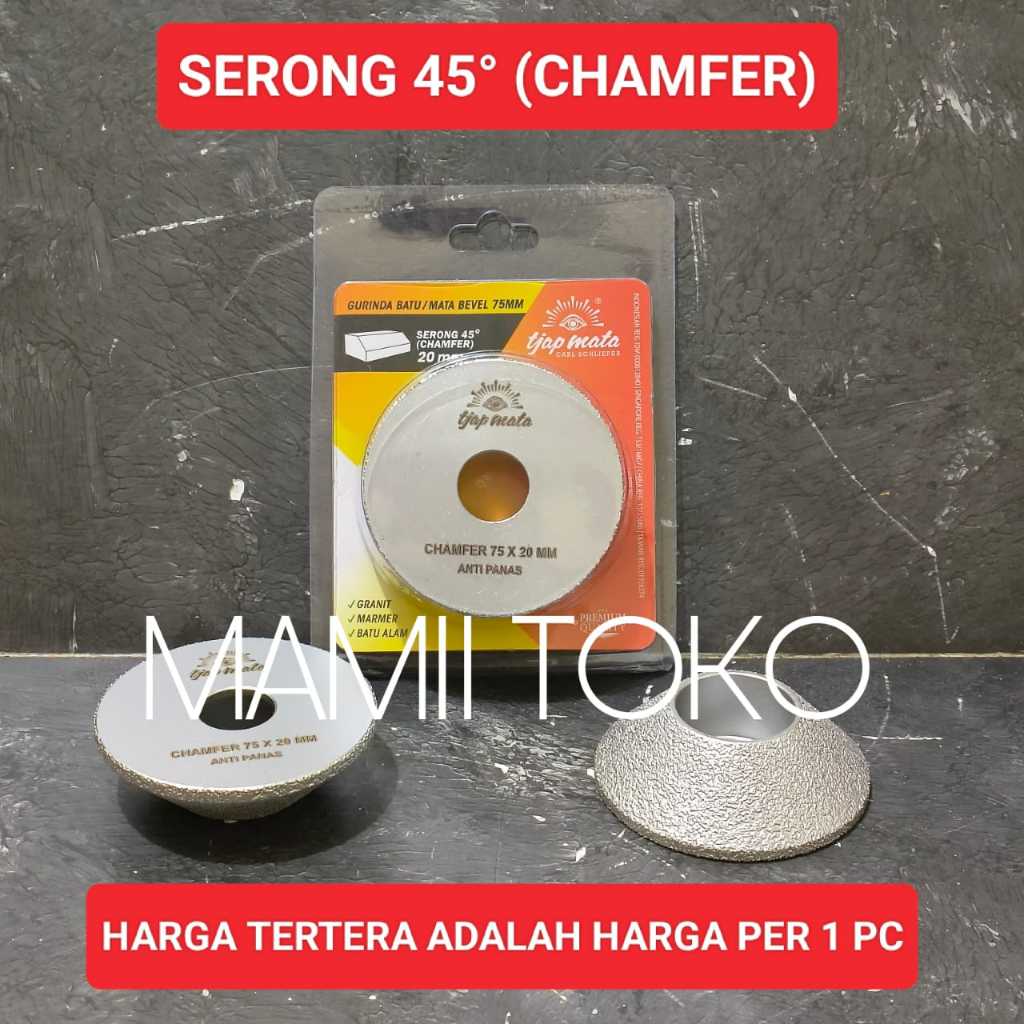 Tjap Mata batu gerinda pinggul granit 3" Serong 45° Chamfer 75 x 20 MM