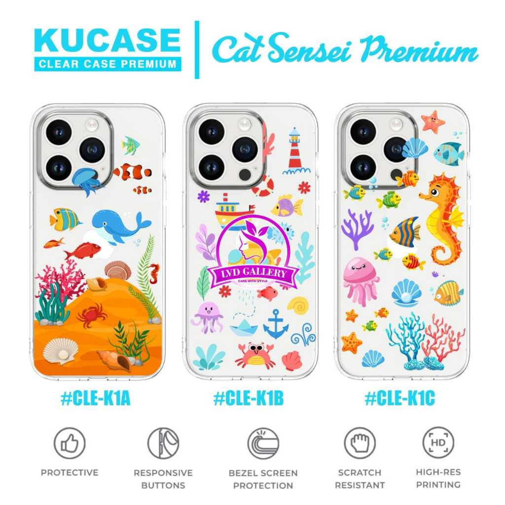 Softcase Premium Motif Watercolor Sea Animal CLE-K1 Case Samsung Note 10 Samsung Note 10 Plus Samsun