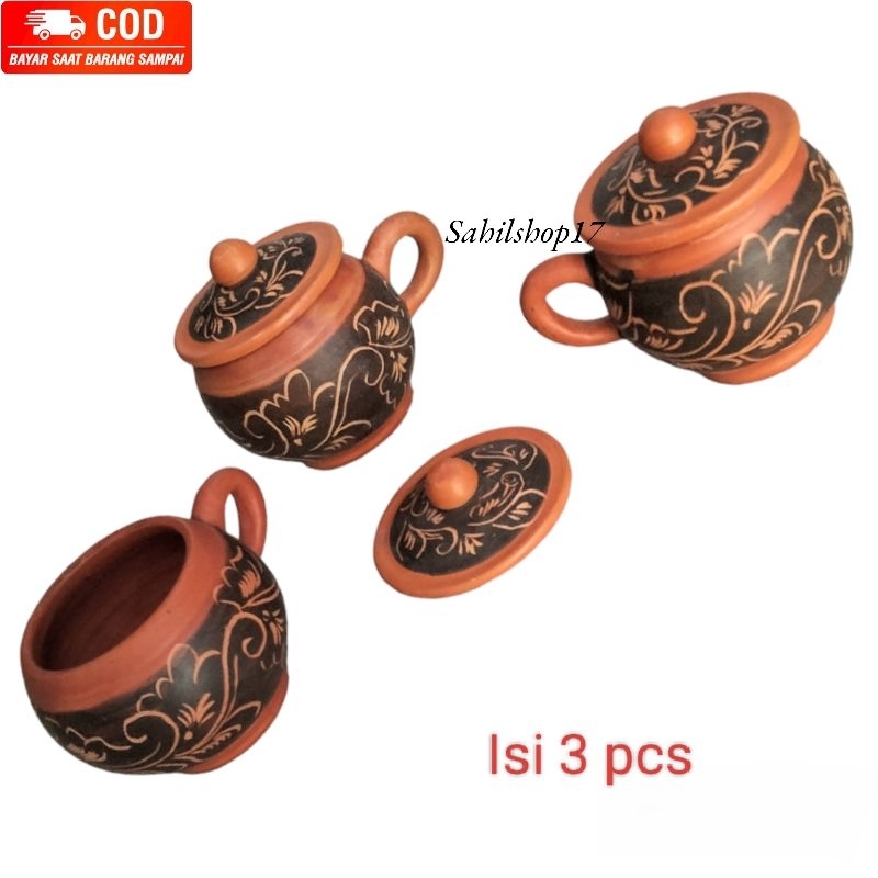 Cangkir tanah liat Cangkir Batik Cangkir Kopi /Teh isi 3 Pcs