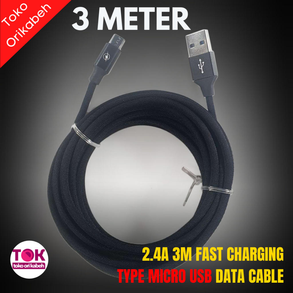 SM220 Kabel Charger Micro USB Panjang 3 Meter Kabel Data Micro USB Multifungsi Fast Charging 2.4A 3M