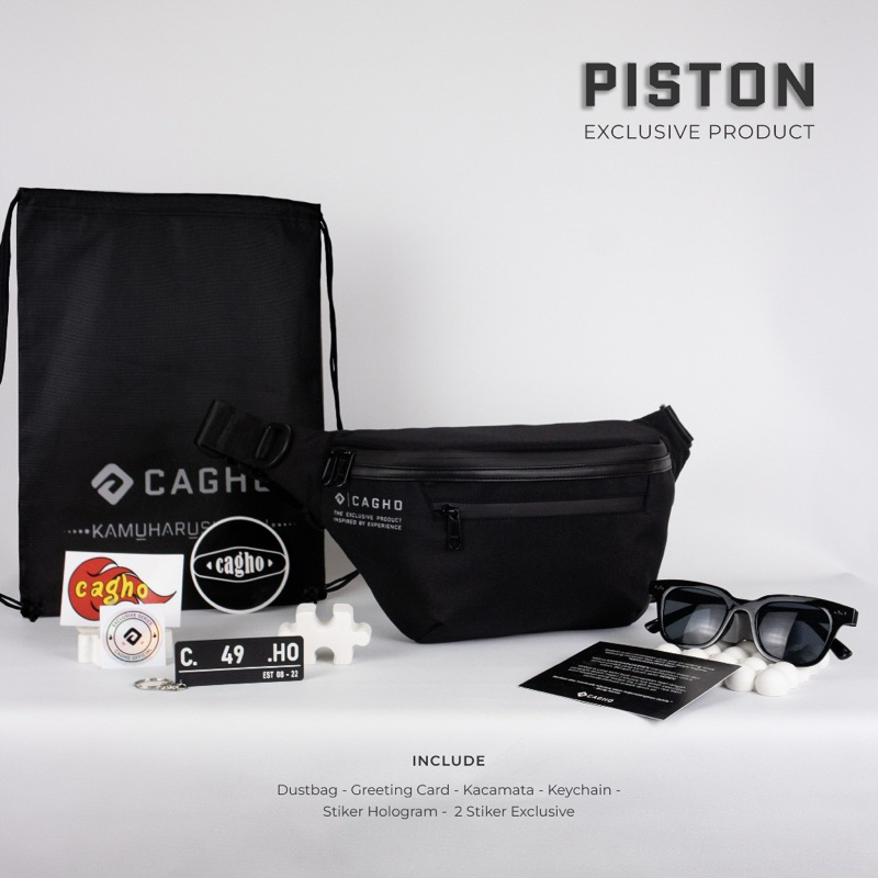 CAGHO EXCLUSIVE PISTON Waistbag Tas Selempang Pria Waistbag Anti Bara Slingbag Pria Waterproof Anti 
