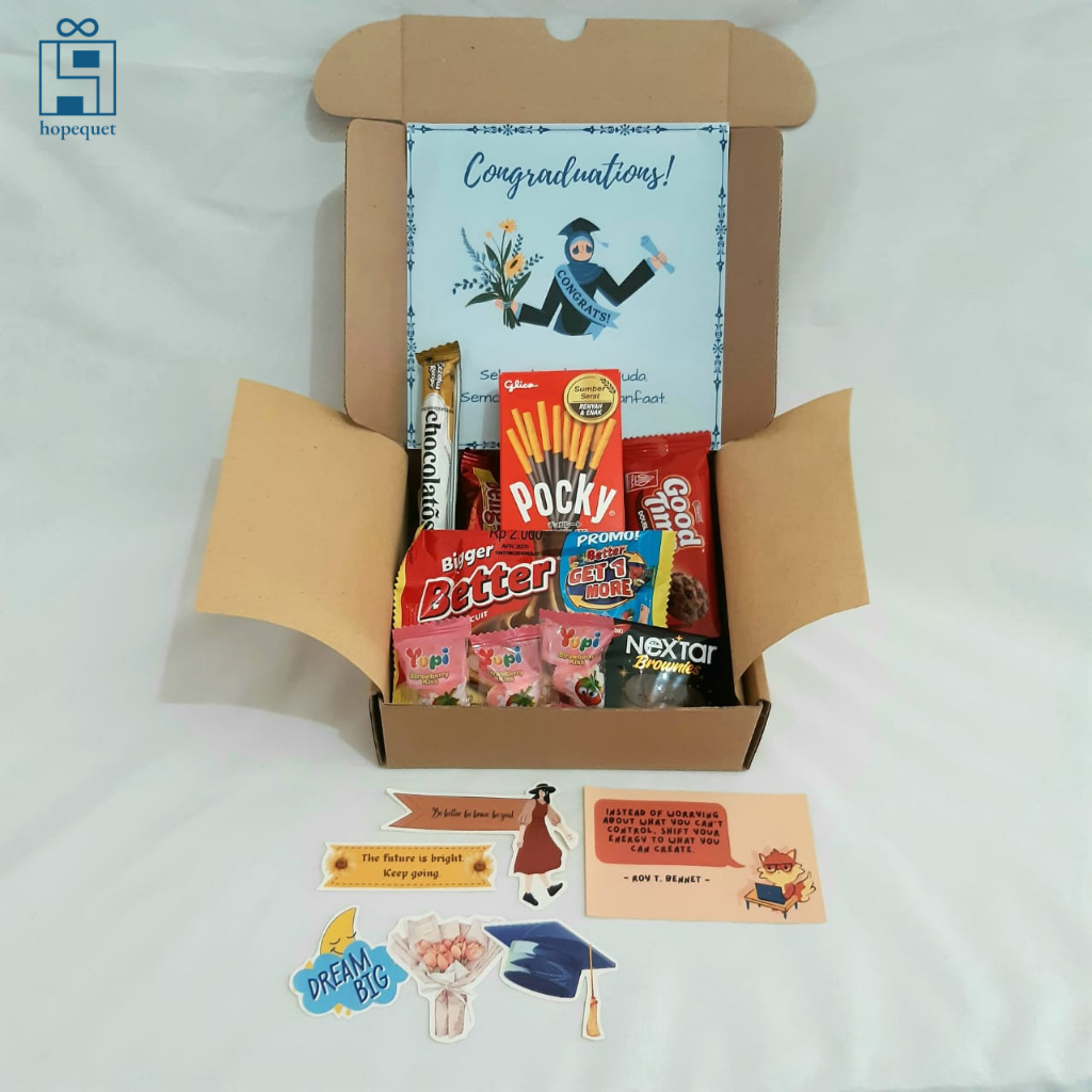 

HOPEQUET SNACK BOX / GIFT BOX / HAMPERS KADO ULTAH / HADIAH WISUDA / ANNIVERSARY PAKET ISTIMEWA