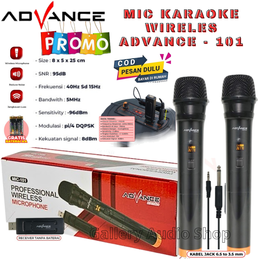 Mic Wireless Single ADVANCE MIC-101 Professional Wireless Microphone | Advance Professional Wireless