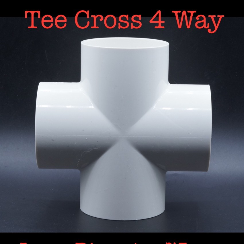 Fitting 4 Arah Way Tee T Cross White Inner Diameter 75mm 75 mm for Pipa PVC 2-3/4 inch