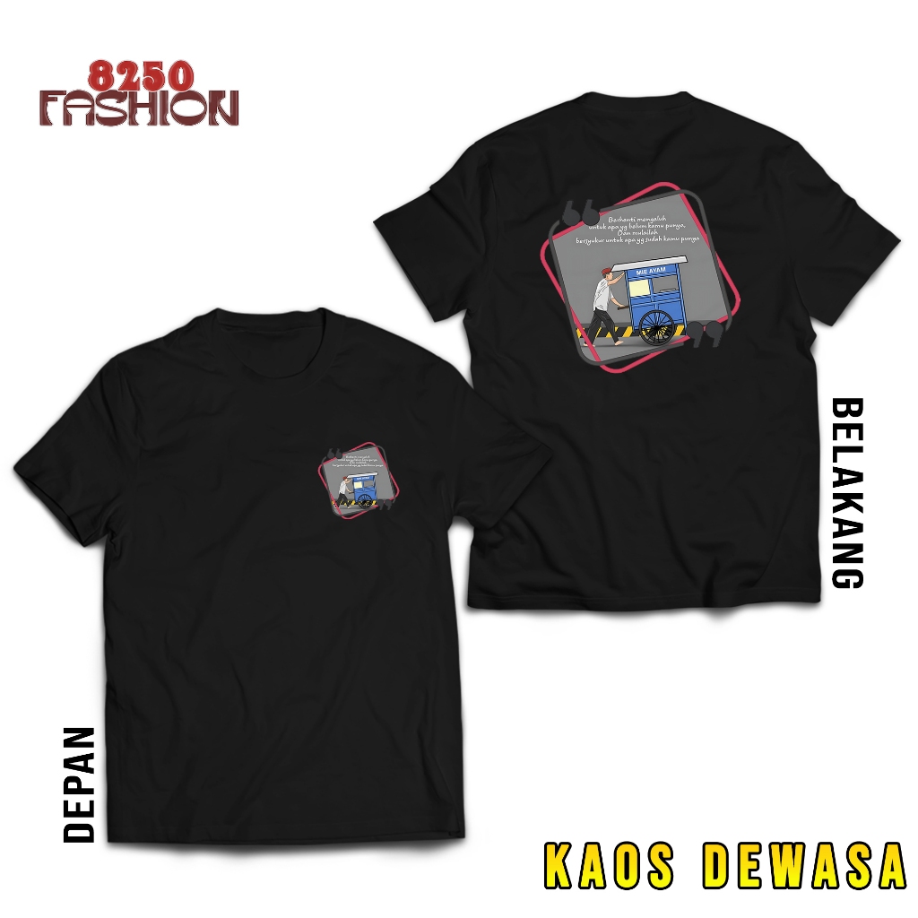 KAOS DEWASA - KAOS SABLON PRINT BERHENTI MENGELUH MIE AYAM - KAOS PREMIUM - BAJU UNTUK PRIA DAN WANI