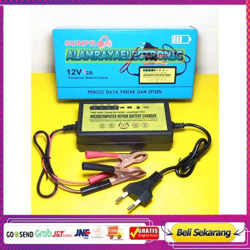 Cas Aki Motor Charger Aki Sunpro cas aki motor mobil Battery 12V 2a Adaptor cas Aki 12V2A TERMURAH