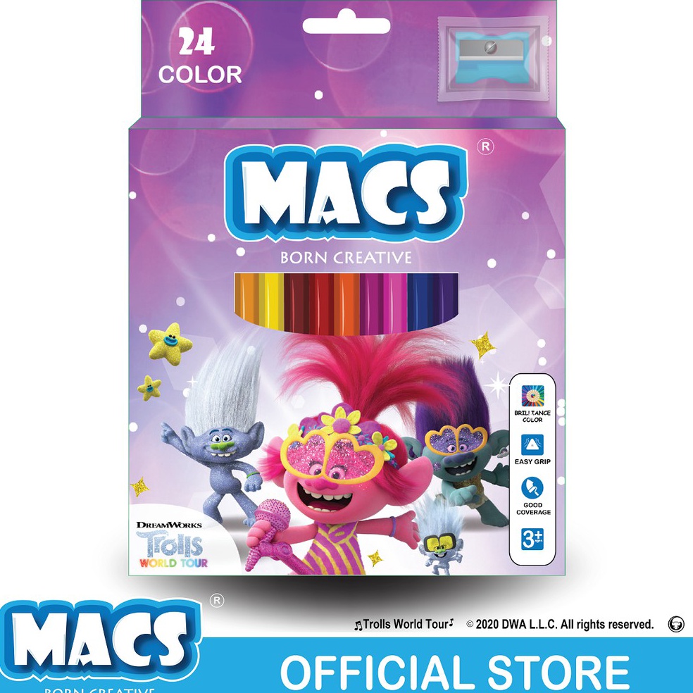 

KODE P86E MACS Pensil Warna Trolls World Tour 24 color pencils