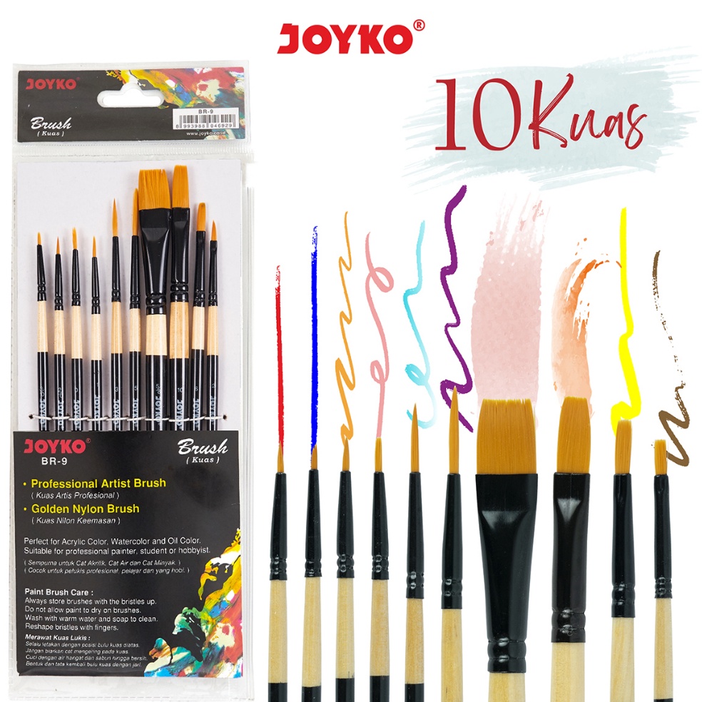 

KODE N93Q Joyko Brush SET Acrylic Watercolour Kuas Lukis Joyko SET Cat Akrilik Air Poster BR9