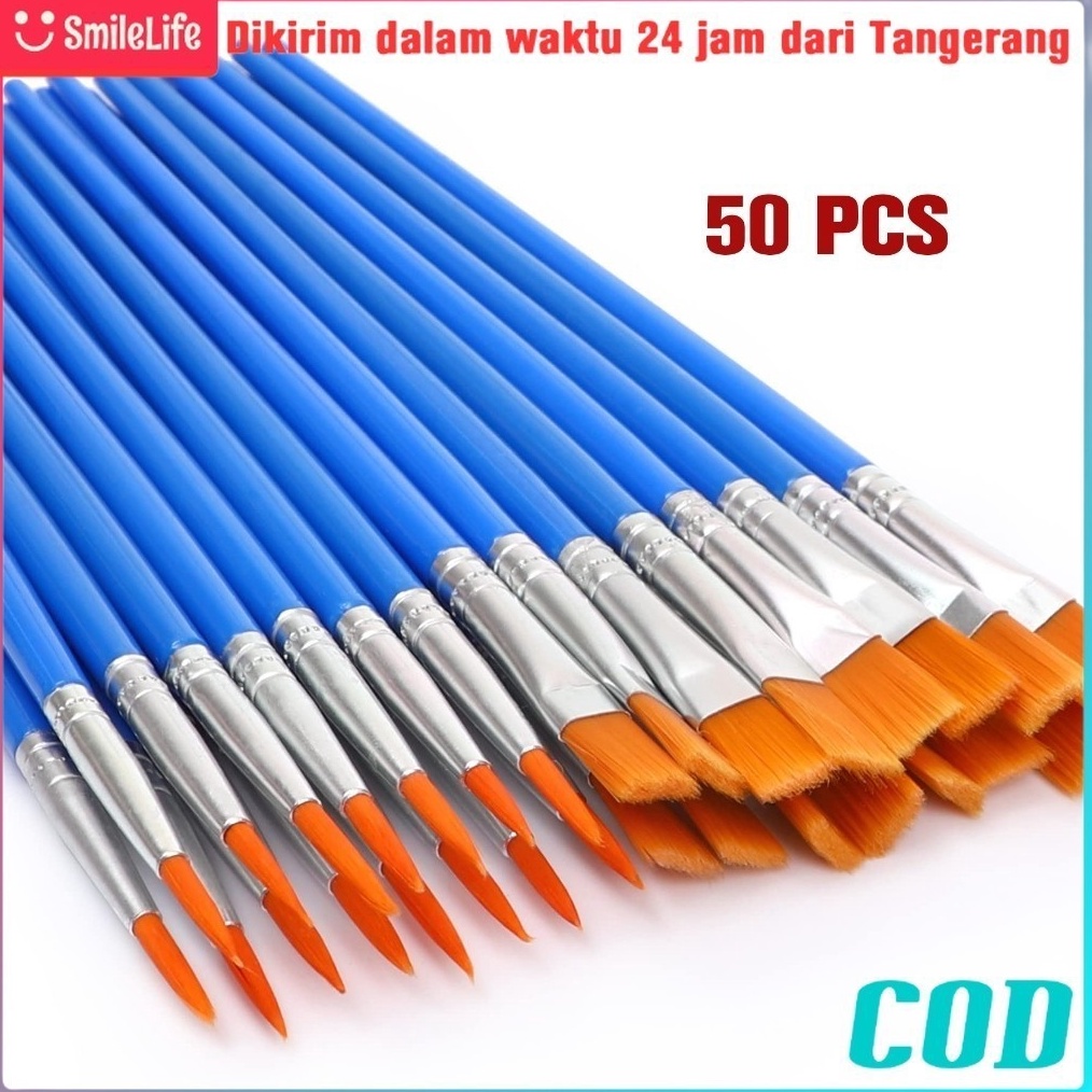 

KODE I63Z 5PCS Kuas Lukis Cat Air Kuas Lukis Akrilik BrushPointed Dan FlatArtist Paint Brush Nilon