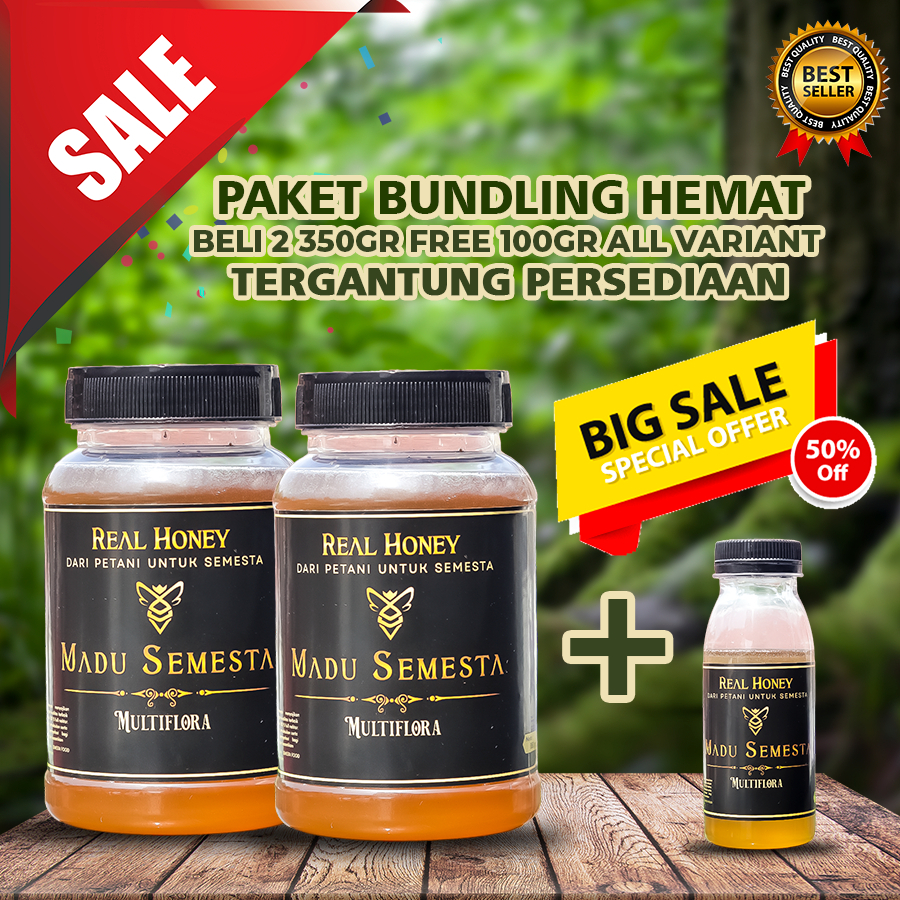 

Madu Semesta - Madu Asli Paket Bundling Madu Multiflora Original 350 gr (2 pcs) + Free 100gr all varian