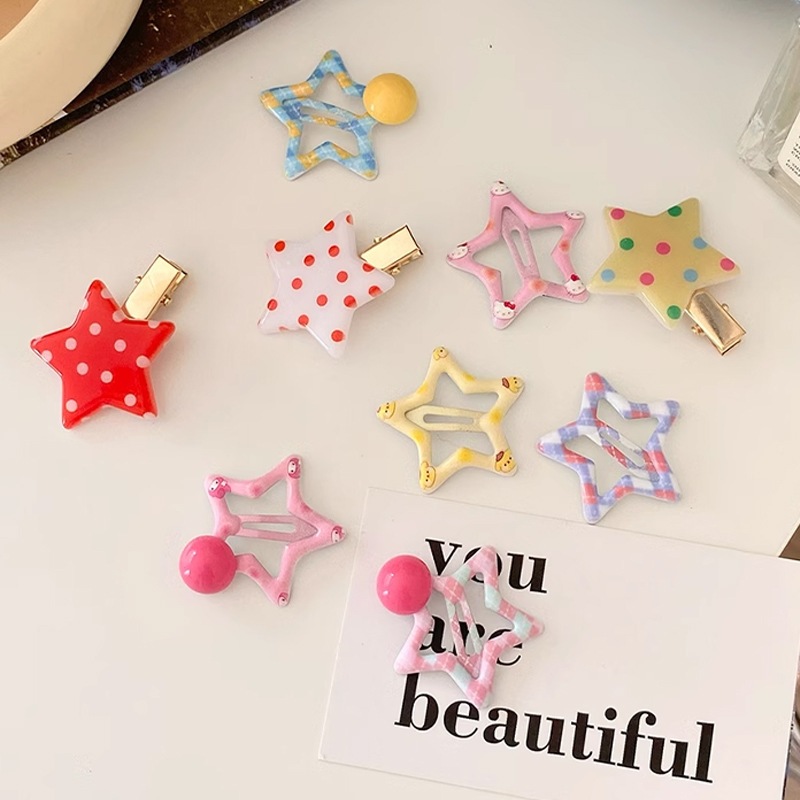 3 Buah/Set Jepit Rambut Bintang Kartun Tiga Dimensi Warna Campuran Warna-warni Set Jepit Rambut Warn