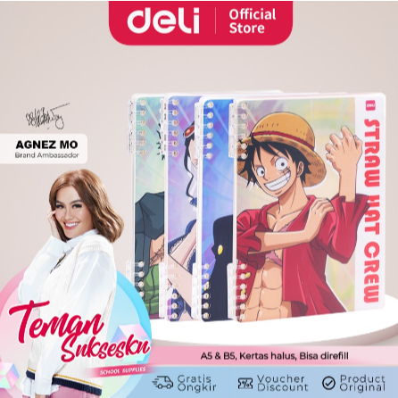 

Deli Loose-Leaf Notebook / Binder Buku Catatan Kartun One Piece Dapat di Refill Cover Plastik Tebal B5 EN010