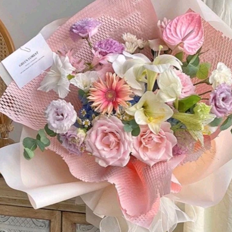 

1 Lembar Kertas Cellophane Honeycomb Mesh | Kertas Anyam Buket Bunga Honey Comb Paper Art