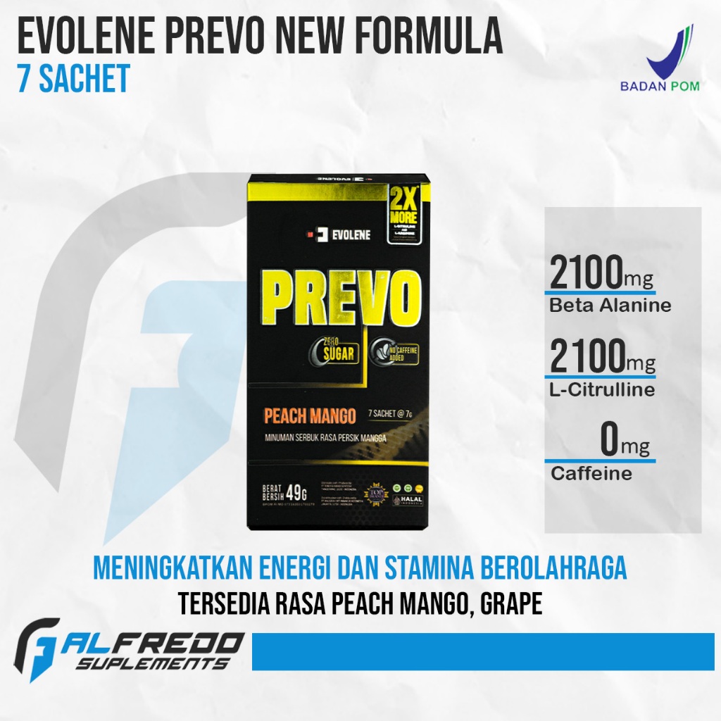 Evolene Prevo 7 Sachet Preworkout Halal Suplemen Olahraga New Formula
