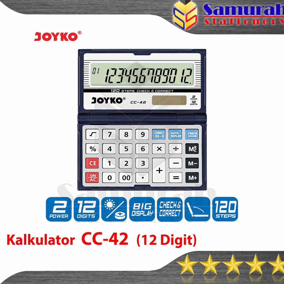 

KODE Q15G Kalkulator Meja Joyko CC 42 Lipat Mesin Hitung CC42 Calculator 12 Digit Check Correct