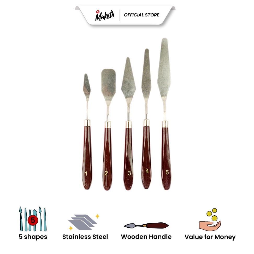 

KODE F3U Painting Knife Pisau Palet Paint Lukis Set 5 CTPKWC Maketh