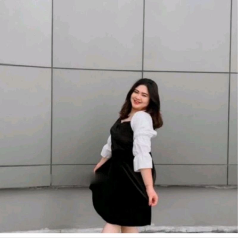 (READY STOK)DRESS GEMPI COD S-XXXXL SABRINA KOREA SABRINA//DRESS SABRINA//DRESS HITAM PUTIH//DRESS K