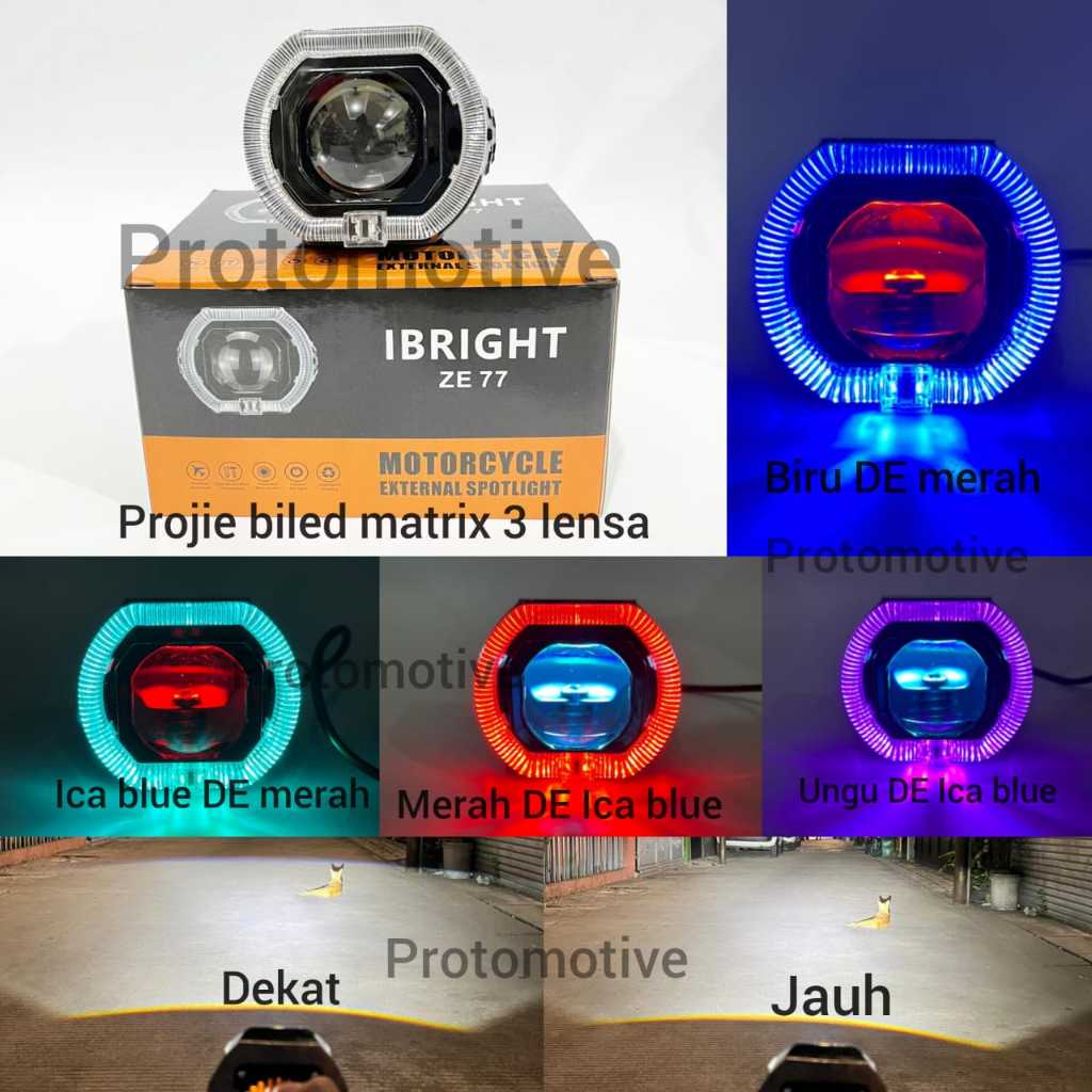 Lampu Tembak Projie Biled Matrix 3 Inc ZE77 C627 Flat Cut Putih High Low Dengan Kipas Pendingin Prem