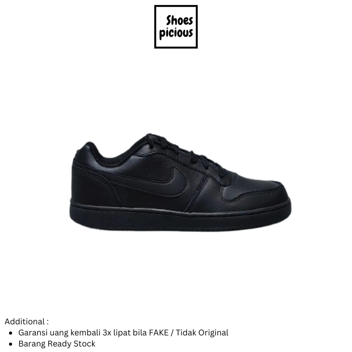 Sepatu Sneakers Pria Nike Ebernon Low Triple Black Original