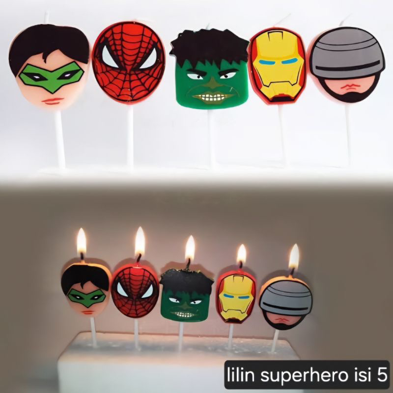 Lilin ulang tahun anak karakter kepala avenger avengers ironman spiderman hulk superhero super hero 