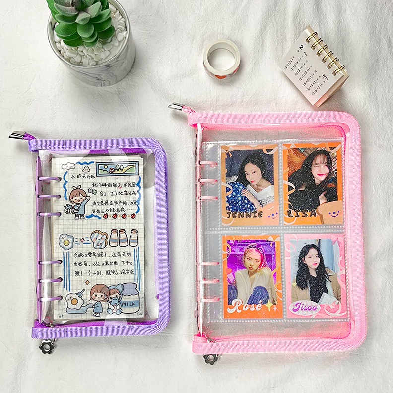 

KODE I64N A5 A6 Binder Warna Zipper Glitter Transparan Aesthetic